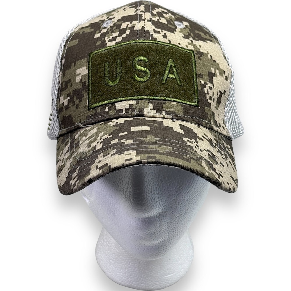 USA Flag Digital Camo Baseball Cap Mens Tactical Mesh Back Adjustable Hat